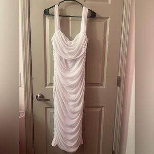 Elegant White Draped Dress